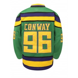 Men'S Green Duck # 96 Ice Hockey Sweatshirt, Loose Embroidered Long Sleeves, Sporty, Fashionable And Casual, Breathable On The Street