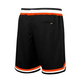 #44 Mens Black Red Baseball Shorts - Breathable, Fashionable, High-Quality Embroidered Shorts with Pockets, Zipper, and Casual Style for Outdoor Sports and Daily Wear