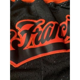 #44 Mens Black Red Baseball Shorts - Breathable, Fashionable, High-Quality Embroidered Shorts with Pockets, Zipper, and Casual Style for Outdoor Sports and Daily Wear