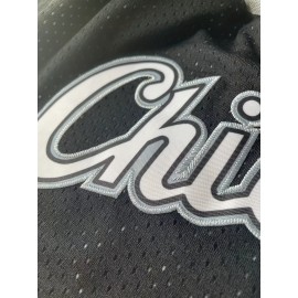 Men's Chicago Embroidered Polyester Basketball Shorts, 100% Knit Fabric, Loose Fit, with Pockets, for Casual & Athletic Wear, Four Seasons Sports Style