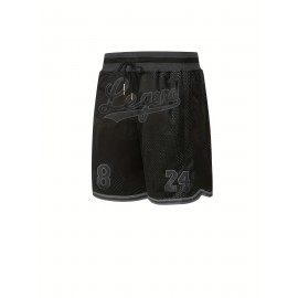 Men's Black # 8-24 Basketball Shorts With pockets Casual Fashion Breathable Sports Zipper High Quality Embroidered Shorts