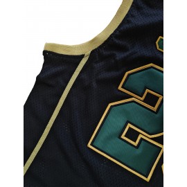 Men'S #23 Basketball Jersey Vintage Embroidered Crewneck Breathable Race Training Uniform Jersey Sleeveless Top Black Green S-XXXL