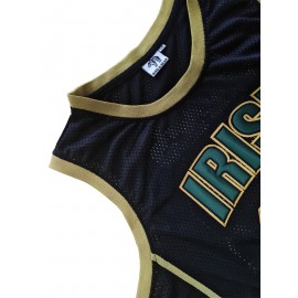 Men'S #23 Basketball Jersey Vintage Embroidered Crewneck Breathable Race Training Uniform Jersey Sleeveless Top Black Green S-XXXL