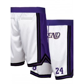 Men'S White # 8-24 Basketball Shorts With pockets Casual Fashion Breathable Sports Zipper High Quality Embroidered Shorts