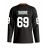 Men'S Black # 69 Ice Hockey Sweatshirt, Loose Embroidered Long Sleeves, Sporty, Fashionable And Casual, Breathable on The Street