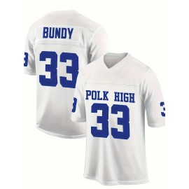 Men's white # 33 American football jersey loose embroidered sports, fashionable, casual, street breathable football jersey
