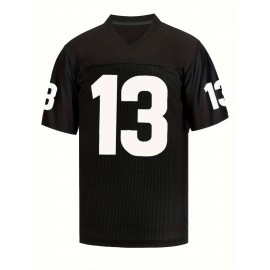 Men's Black # 13 American Football Jersey Loose Embroidered Sports, Fashionable, Casual, Street Breathable Football Jersey