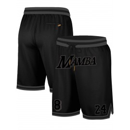 Men'S Black Gray # 8-24 Basketball Shorts, Casual, Fashionable, Breathable, Sports Zipper, High-Quality Embroidered Shorts