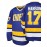 Men'S Blue #17 Ice Hockey Jersey with Loose Embroidery And Long Sleeves, Sporty, Fashionable, Casual, Breathable on The Street