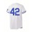 Men'S White # 42 Baseball Shirt, Classic Letter Embroidery Design, Button style Short Sleeve Breathable Shirt, Training and Competition Category: Men'S Baseball Shirt