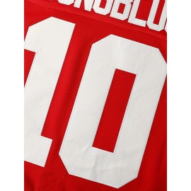Men'S Ice Hockey Jersey # 10 Red Embroidered Ice Hockey Jersey Loose Fit Polyester Knit - Perfect For Casual And Sportswear Machine Washable - Sizes From S To XXXL