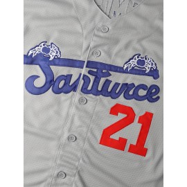 Men'S # 21 Baseball Shirt 100% V-neck Sweatshirt Loose Fit Button Closed Casual And Sportswear Multi Functional Running Training Hiking Cycling S-3XL