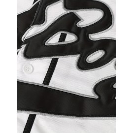 Men'S Retro Baseball Shirt Embroidered Number # 10 White Loose V-neck Button Ring Sports Shirt Suitable For Summer Parties And Casual Wear S-3XL