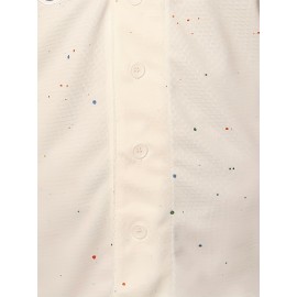 Men's #42 Los Angeles Embroidered Baseball Jersey - Beige V-Neck Loose Fit Polyester Sports Shirt with Red/Blue/White/Black Accents, Machine Washable for Casual, Team Sports, Christmas & Outdoor Activities (Sizes S-3XL), Smooth Texture Fabric