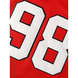 Men'S Ice Hockey Sweatshirt # 98 Red Sweatshirt Suitable For Street Sports Beach Team Training Competition S-3XL
