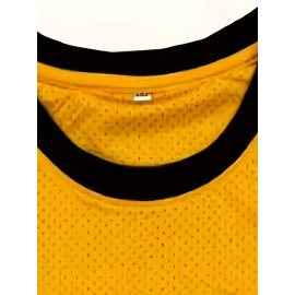 Casual Style, Men's #32 Yellow Basketball Jersey - Breathable Polyester, Round Neck Sportswear, Details, Loose Fit - Ideal for Team Sports, Casual Wear & More, Sizes S-XXXL