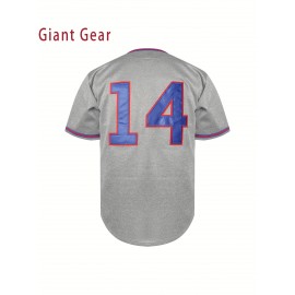 Men's Baseball Jersey # 14 Gray Breathable V-neck Loose Fitting Alphanumeric Design Suitable for Team Sports, Outdoor Activities, Casual Wear, And Parties. Machine Washable