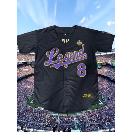 Men's Legend 86 Black Baseball Jersey - V-Neck, Button-Up, 