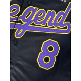 Men's Legend 86 Black Baseball Jersey - V-Neck, Button-Up, 