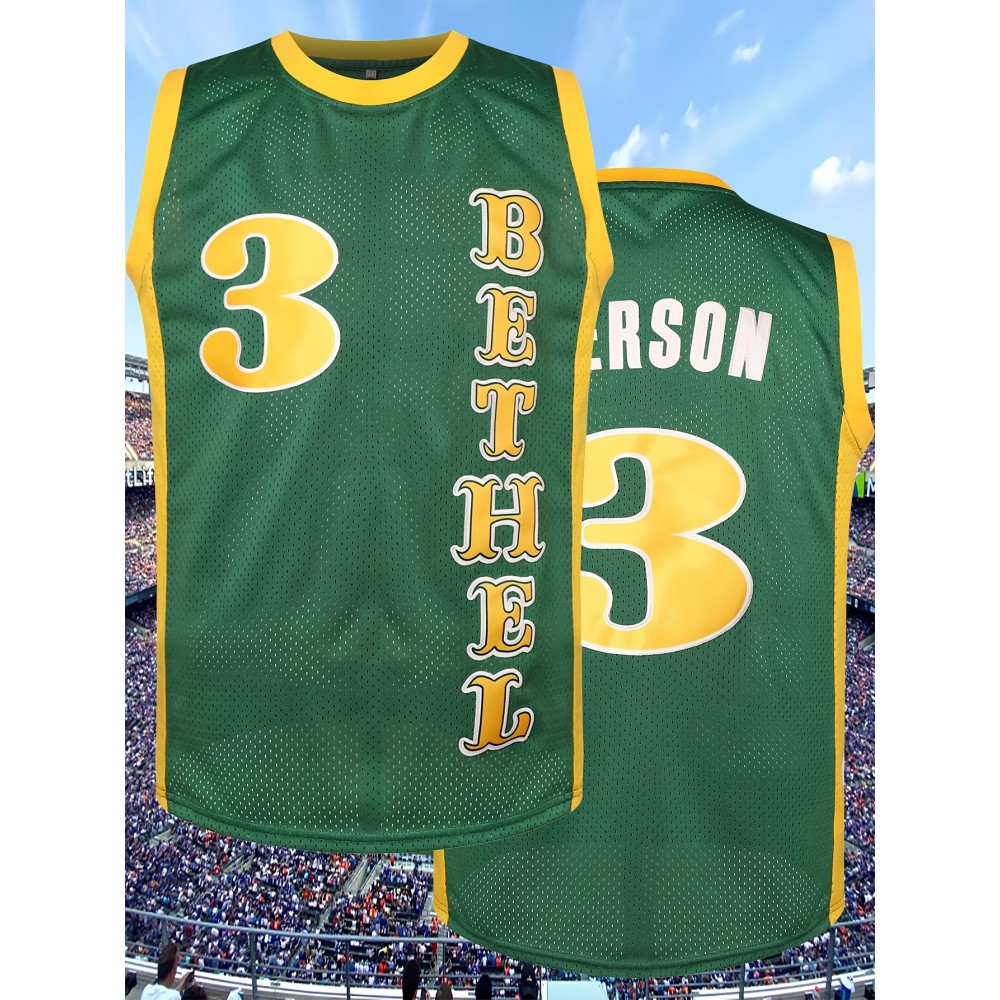 Men's #3 Green Basketball Jersey - V-Neck, 