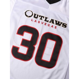 Men'S American Football Shirt Classic # 30 White Embroidered Design Short Sleeve Breathable Shirt Suitable For Training And Competition