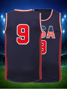 Men'S Deep Blue # 9 Basketball Shirt, Casual, Fashionable, Breathable, High Quality Embroidered Street Basketball Hoodie