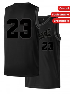 Men'S Black And Gray # 23 Basketball Shirt, Casual, Fashionable, Breathable, Sporty, High-Quality Embroidered Street Basketball Pullover
