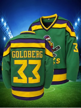 Men's Green # 33 Ice Hockey Sports Shirt, Loose Embroidered Long Sleeves, Sports Fashion Casual, Street Breathable