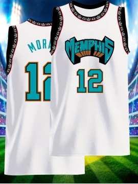 Men's White #12 Basketball Jersey - Breathable Loose Fit Embroidered Memphis Team Design with Bold Lettering & Number, All-Season Casual & Sports Wear, Machine Washable Streetwear for Men & Teens, Durable Sportswear