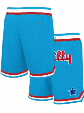 Men'S Moon Blue Embroidered Basketball Shorts With Pockets, Casual, Fashionable, Breathable, Sports Zipper, High Quality Embroidered Shorts