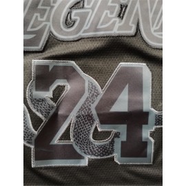 #24 Black Embroidered Men's Basketball Shirt - Breathable High Quality Casual Fashion Sports Pullover