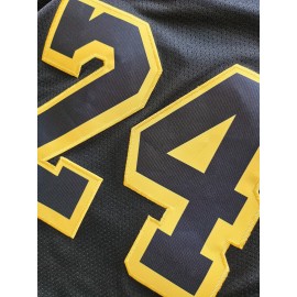 Men's #24 Black Basketball Jersey - Breathable, Embroidered Casual Sportswear for Street Style & Outdoor Activities