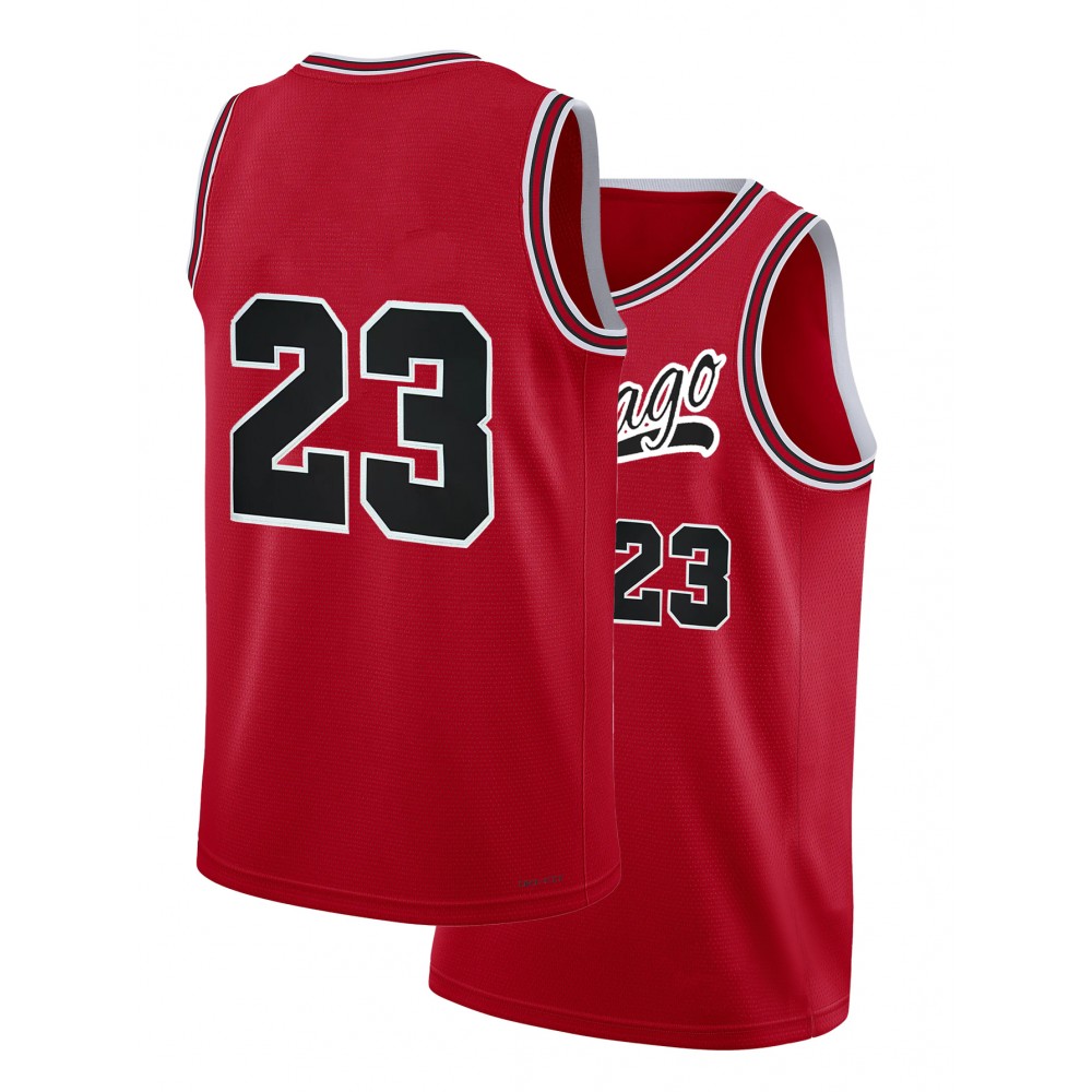 Men's Red #23 Basketball Jersey - Embroidered Design, Breathable Loose Fit Streetwear for Sports & Casual Wear, All-Season Comfort, Machine Washable, Outdoor Activity Apparel | Embroidered Detailing