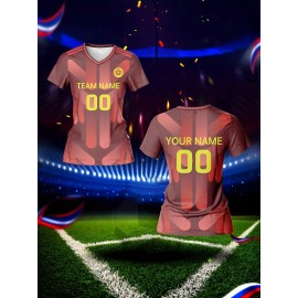 Customized Women's V-Neck Football Jersey - Personalized Name & Number, Breathable Quick-Dry Fabric, Team Training & Casual Wear, All-Over Print Design, Regular Fit for Spring/Summer/Fall, Custom Football Jersey, Quickdrying Fabric
