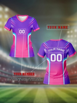 Custom Name and Number Women'S V-Neck Football Shirt Top, Polyester, Slight Stretch, All Over Print, Regular Length, Knit Fabric, 210g/m², Breathable, Quick Dry, Daily Casual, for Team, Personal Training, Sports, Fitness