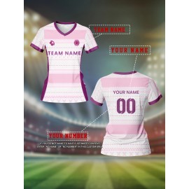 Customizable Women'S V-Neck Soccer Jersey - Pink & Purple, Breathable & Moisture-Wicking, Perfect for Team Training & Fitness, Team Branding | Customizable Jersey | Comfortable Fit, Soccer Gear