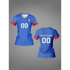Custom Name and Number Women'S V-Neck Football Jersey Team Training Sportswear Comfortable Breathable Moisture-Wicking Casual Wear