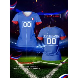 Custom Name and Number Women'S V-Neck Football Jersey Team Training Sportswear Comfortable Breathable Moisture-Wicking Casual Wear