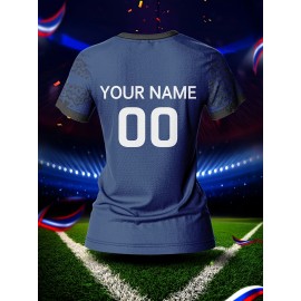 Customized Name & Number Women's V-Neck Football Jersey - Breathable Quick-Dry Moisture-Wicking Fabric, All-Over Print Design for Team Training, Fitness & Casual Wear (Spring/Summer/Fall), Personalized Football Jersey