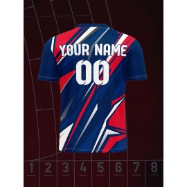 Customizable V-Neck Youngsters's Soccer Shirt - Comfortable Fit, Sports & Casual Outdoor Running Top with Personalized Name and Number, Top
