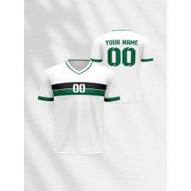 V-Neck Children'S Football Shirt Tops with Custom Name And Number Comfortable Fit Sports Leisure Outdoor Running