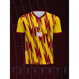 1pc Customizable Soccer Jersey for Kids - V-Neck Youth Football Shirt with Personalized Name & Number, Polyester Knit Fabric, All-Over Print, Regular Fit, for Sports & Casual Wear, Spring/Summer/Fall - Unisex