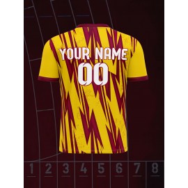 1pc Customizable Soccer Jersey for Kids - V-Neck Youth Football Shirt with Personalized Name & Number, Polyester Knit Fabric, All-Over Print, Regular Fit, for Sports & Casual Wear, Spring/Summer/Fall - Unisex
