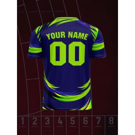 [Customizable Football Jersey] Comfortable Polyester Youngsters' V-Neck Football Jersey | Customizable with Personalized Name & Number, Ideal for Sports & Outdoor Activities, Machine Washable - Blue with Yellow Accents, Youth Football Accessories