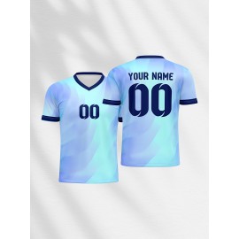 Custom Youngsters' Soccer Jersey - V-Neck, Personalized Name & Number, Comfort Fit for Sports & Casual Wear, Breathable Polyester, Machine Washable