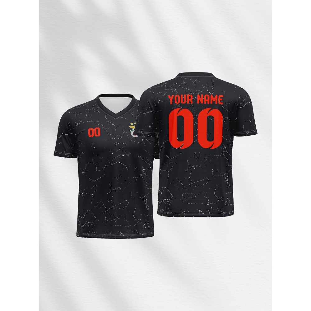 Customized Name And Number Boy's Football Jersey, Trendy Comfy Top for Summer Sport
