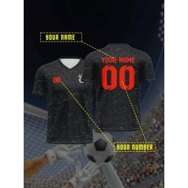 Customized Name And Number Boy's Football Jersey, Trendy Comfy Top for Summer Sport